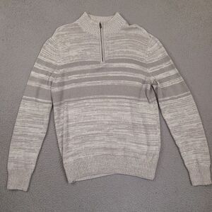 Urban Pipeline Sweater Mens Large Gray Striped Pullover Long Sleeve 1/4‎ Zip
